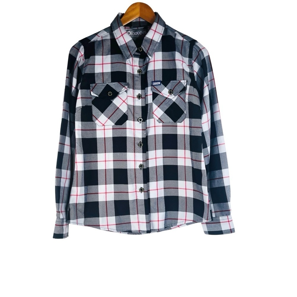 Dixxon Women The Intimidator Black White Plaid Flannel Button-Up Shirt Size M